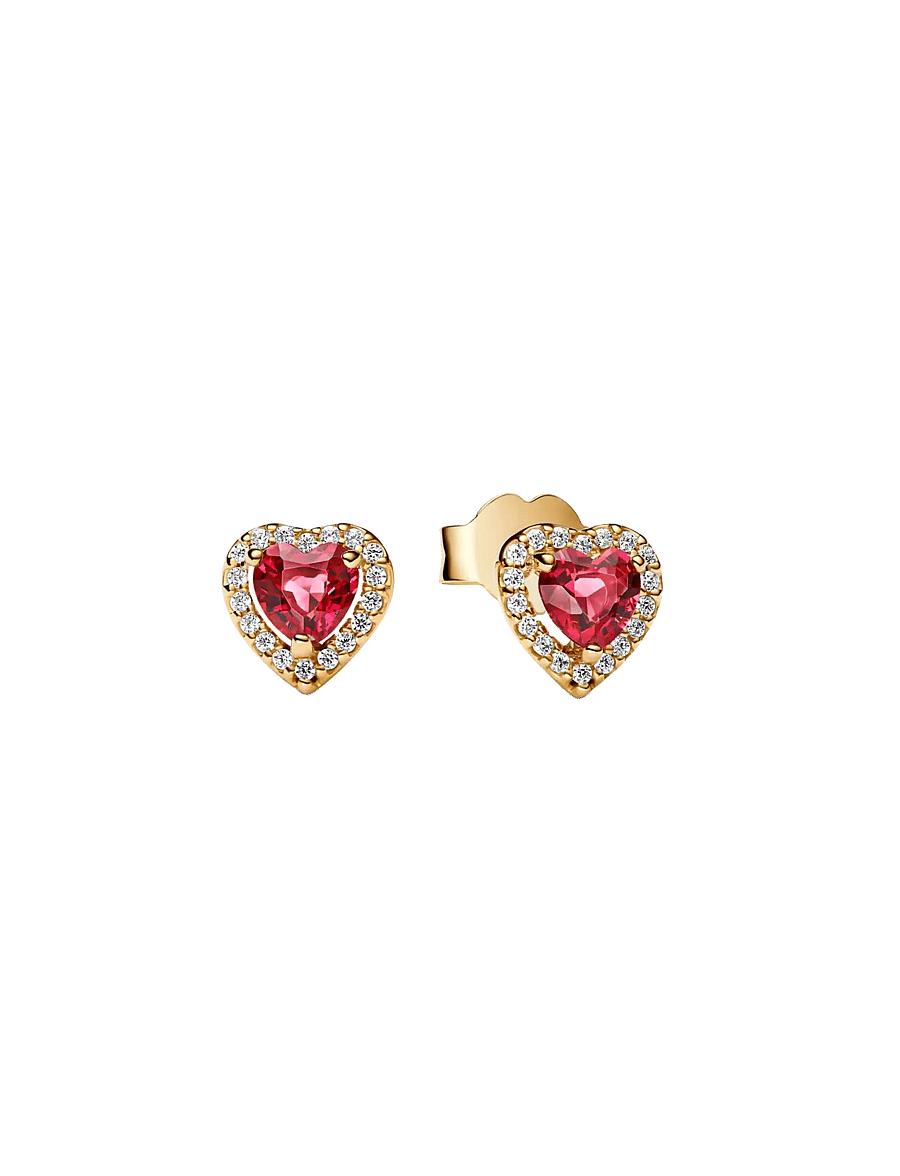 Pandora - Heart 14k gold-plated stud earring - ohrstecker - red - 1