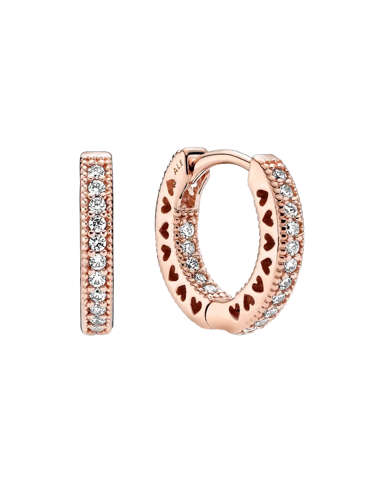 Pandora 14k Rose gold-plated hoop earrings with clear cubic zirconia - Hoops - CLEAR / undefined