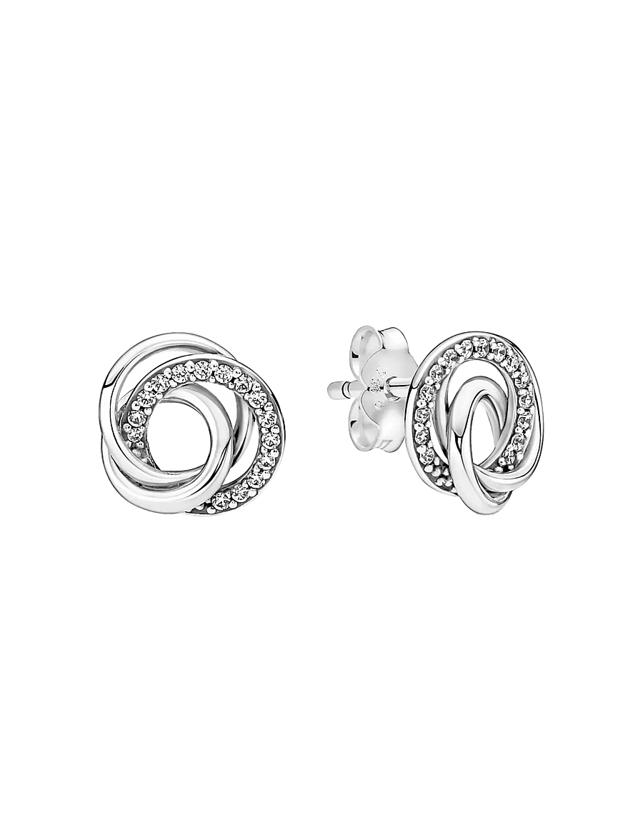 Pandora - Encircled sterling silver stud earrings - clear - 1