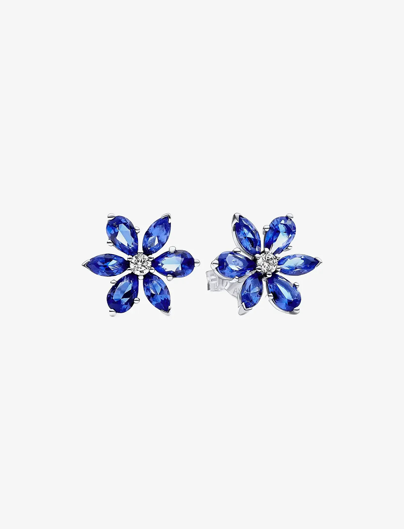 Pandora - Herbarium cluster sterling silver stud earrings with princess blue crystal and clear cubic zirconia - Ørestikker - blue - 1