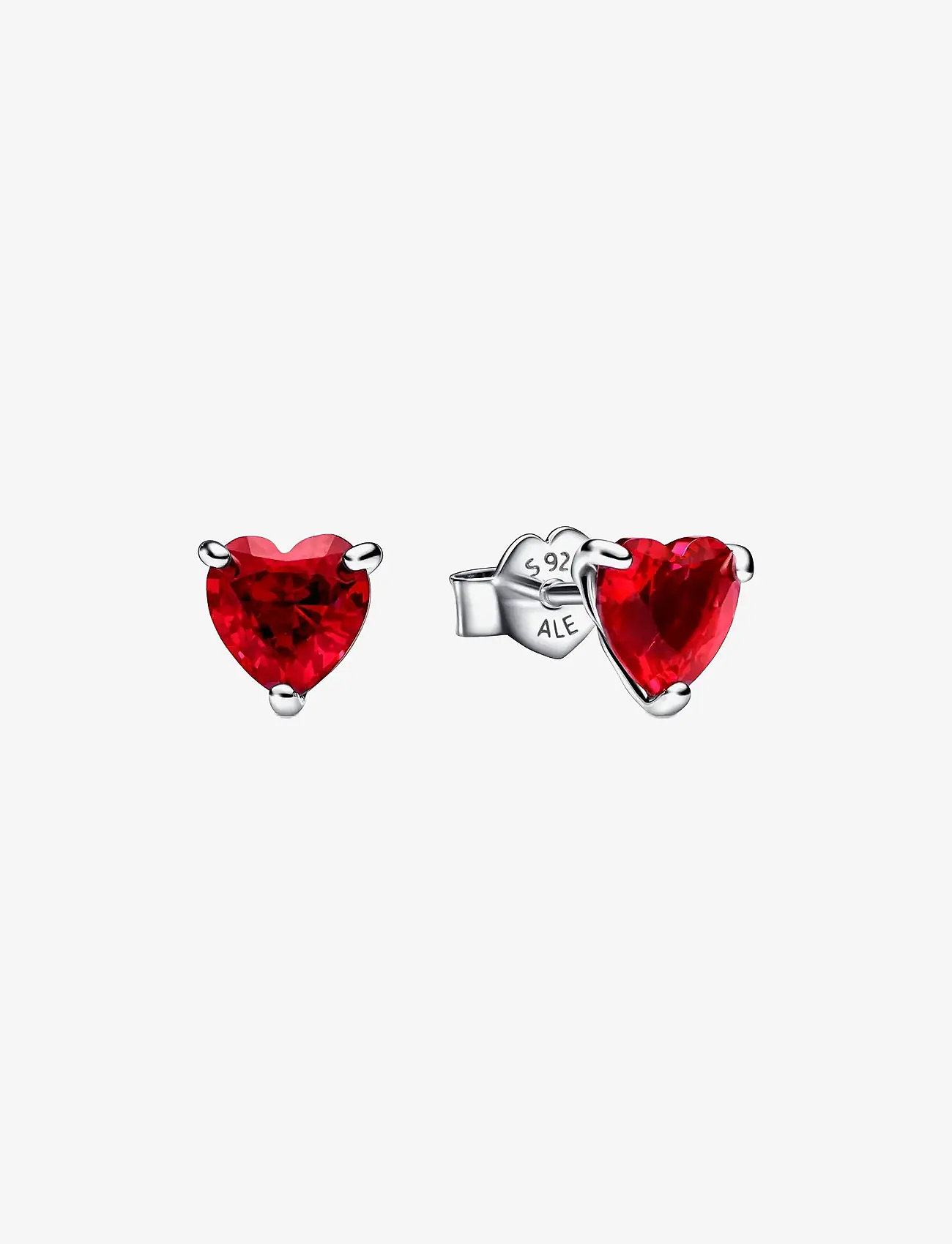 Pandora - Heart sterling silver stud earrings with cherries jubilee red crystal - Ørestikker - red - 1