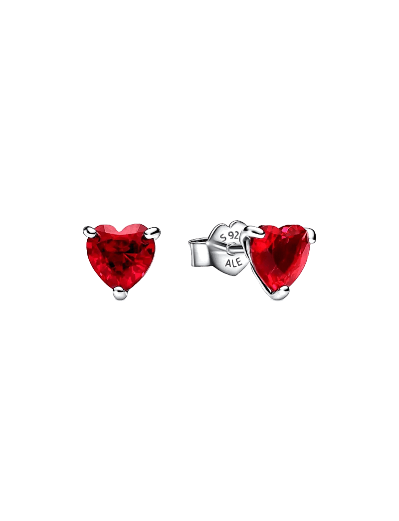 Pandora - Heart sterling silver stud earrings with cherries jubilee red crystal - ohrstecker - red - 1