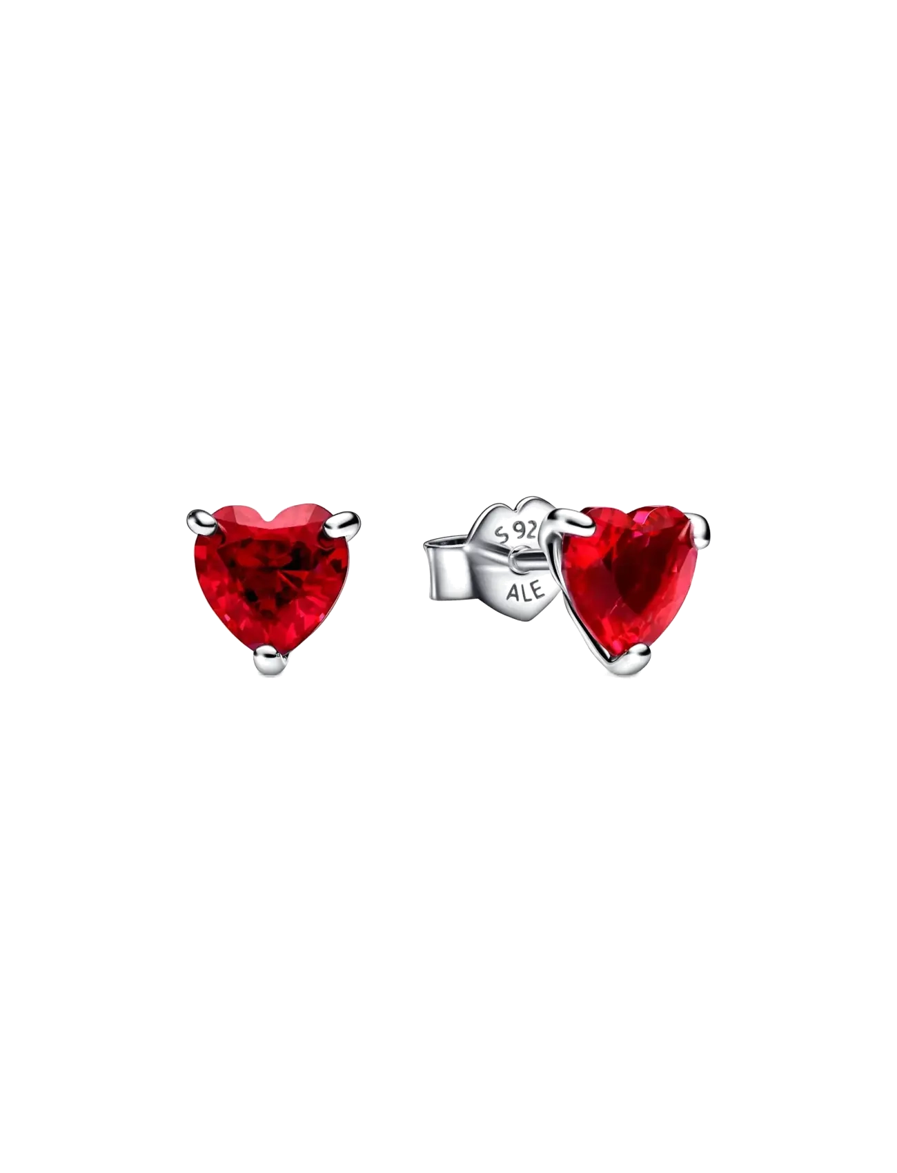 Pandora Heart sterling silver stud earrings with cherries jubilee red crystal - Øreringe - RED / red