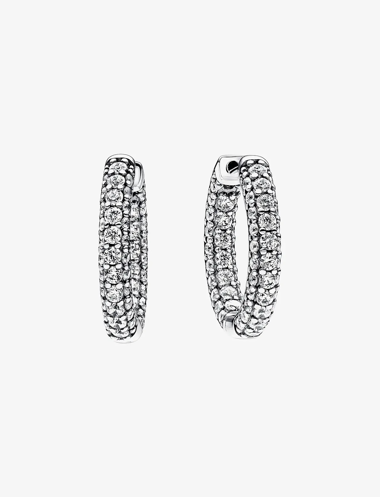 Pandora - Sterling silver hoop earrings with clear cubic zirconia - kreolen - clear - 1