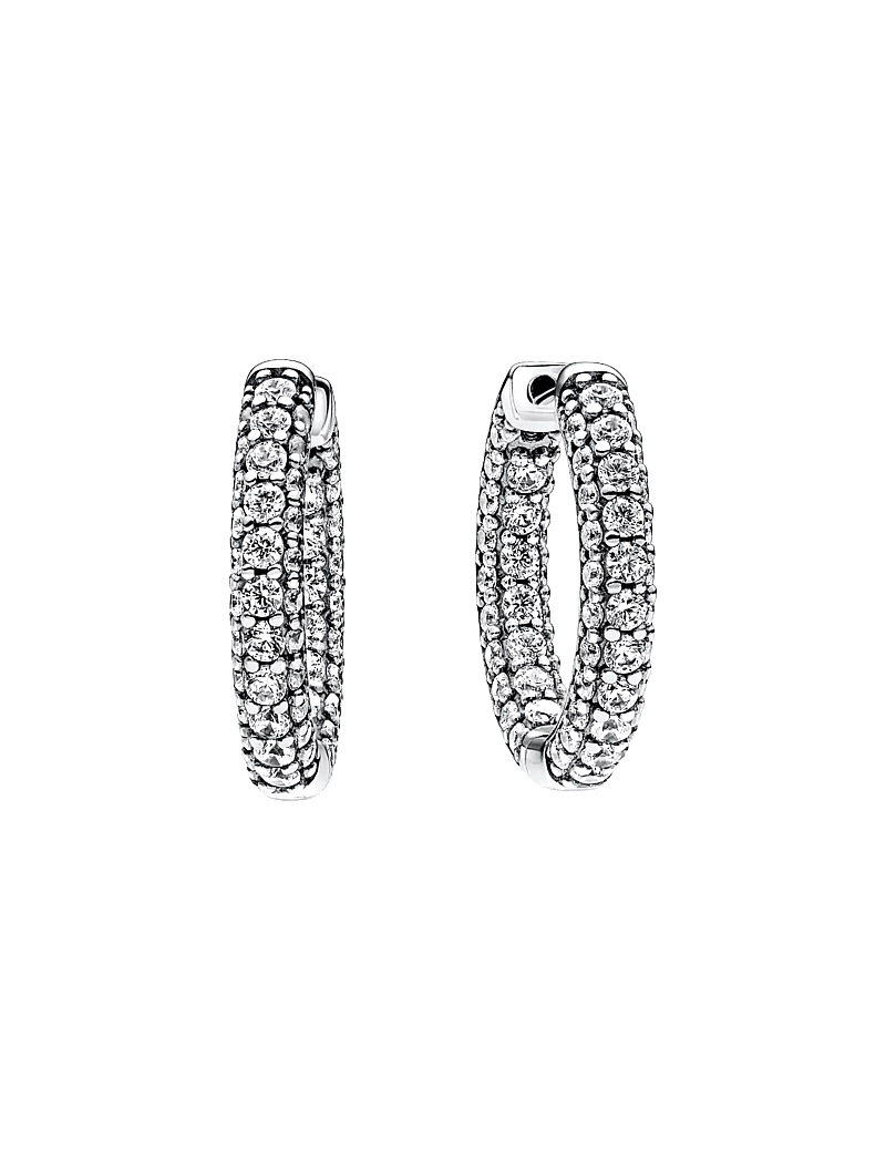 Pandora - Sterling silver hoop earrings with clear cubic zirconia - kreolen - clear - 1