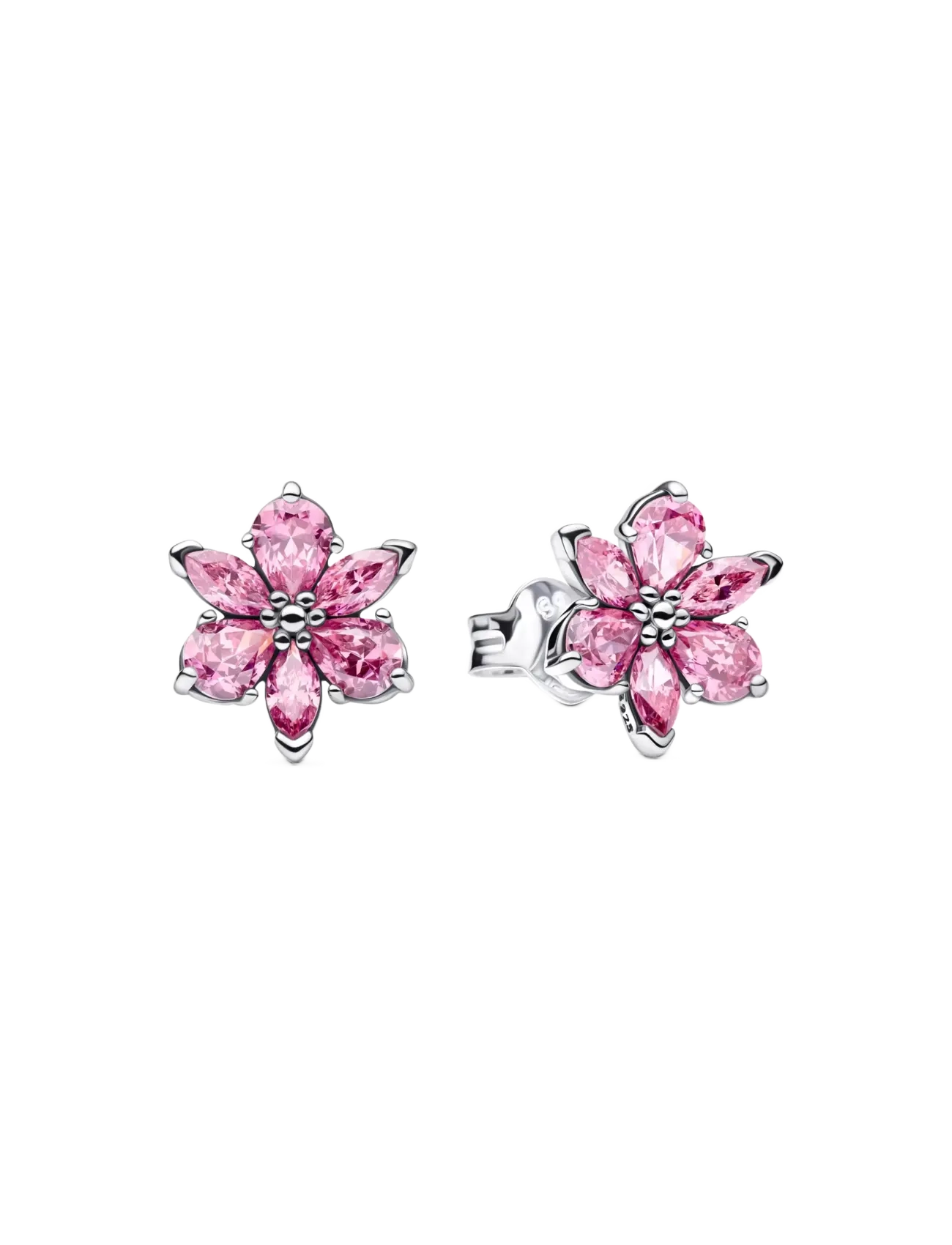 Pandora Herbarium Sparkling Pink Flower Stud Earrings - Ohrringe - PINK / pink/rose