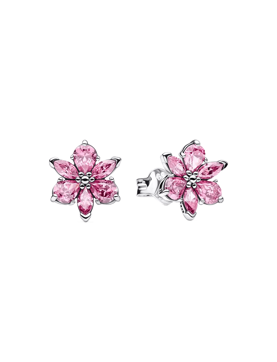 Pandora - Herbarium Sparkling Pink Flower Stud Earrings - pink - 1