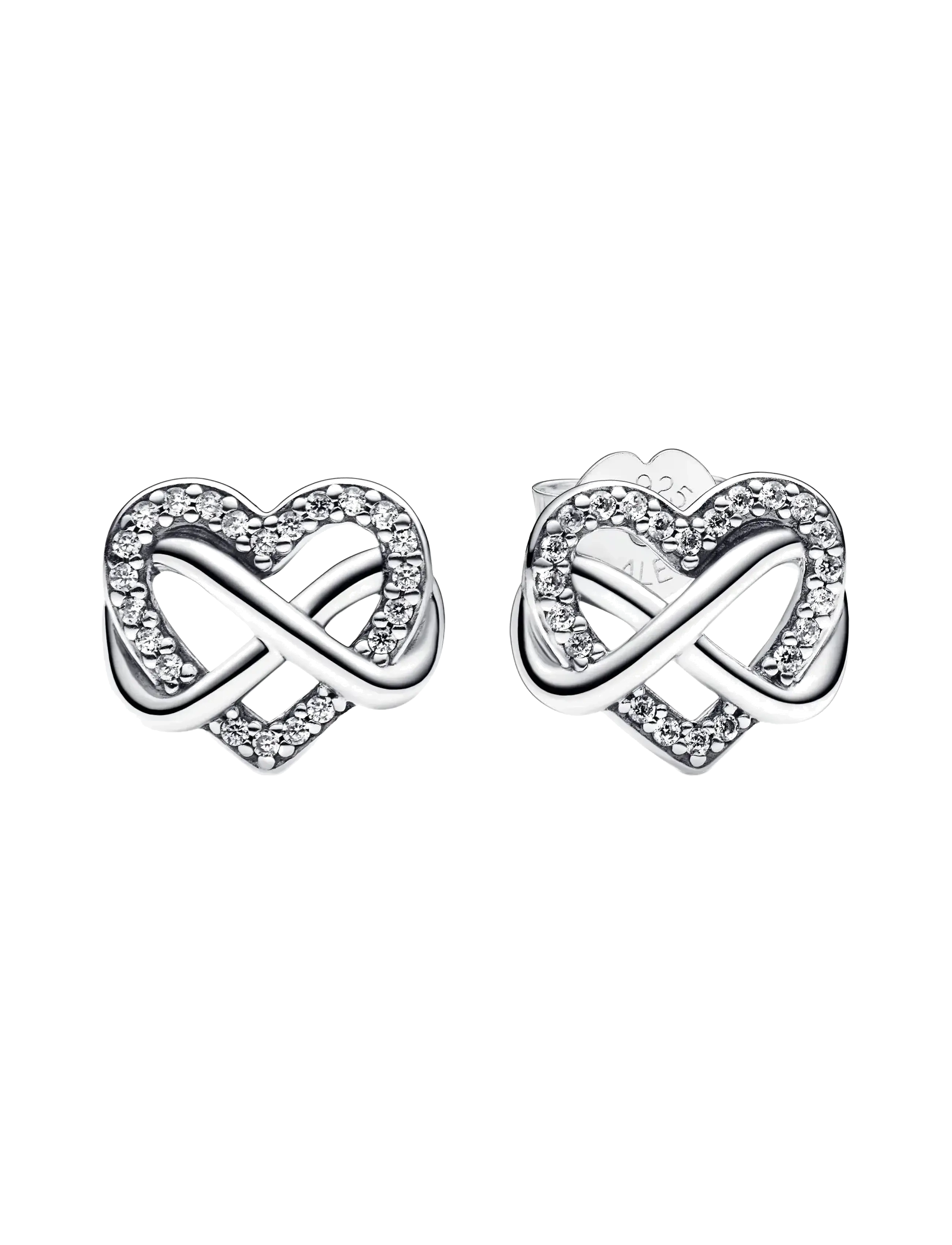 Pandora Infinity heart sterling silver stud earrings with clear cubic zirconia - Accessoires - CLEAR / undefined