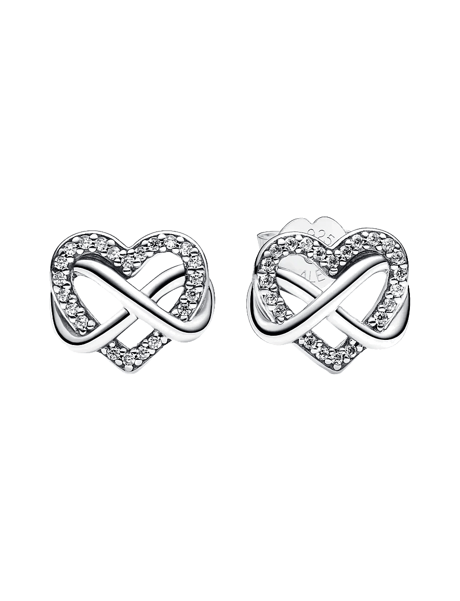 Pandora - Infinity heart sterling silver stud earrings with clear cubic zirconia - ohrstecker - clear - 1