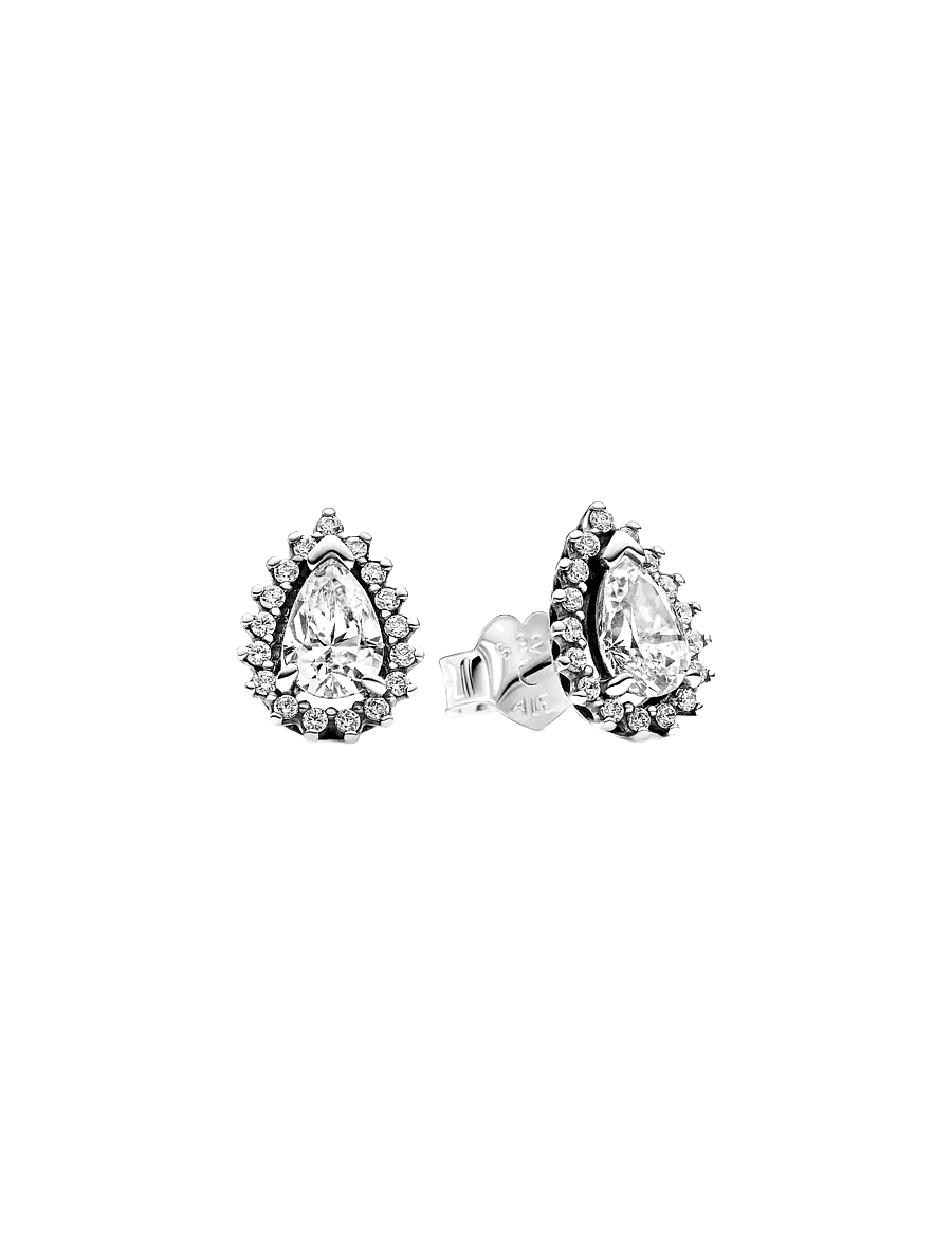Pandora - Sterling silver stud earrings with clear cubic zirconia - pinna eyrnalokkar - clear - 1