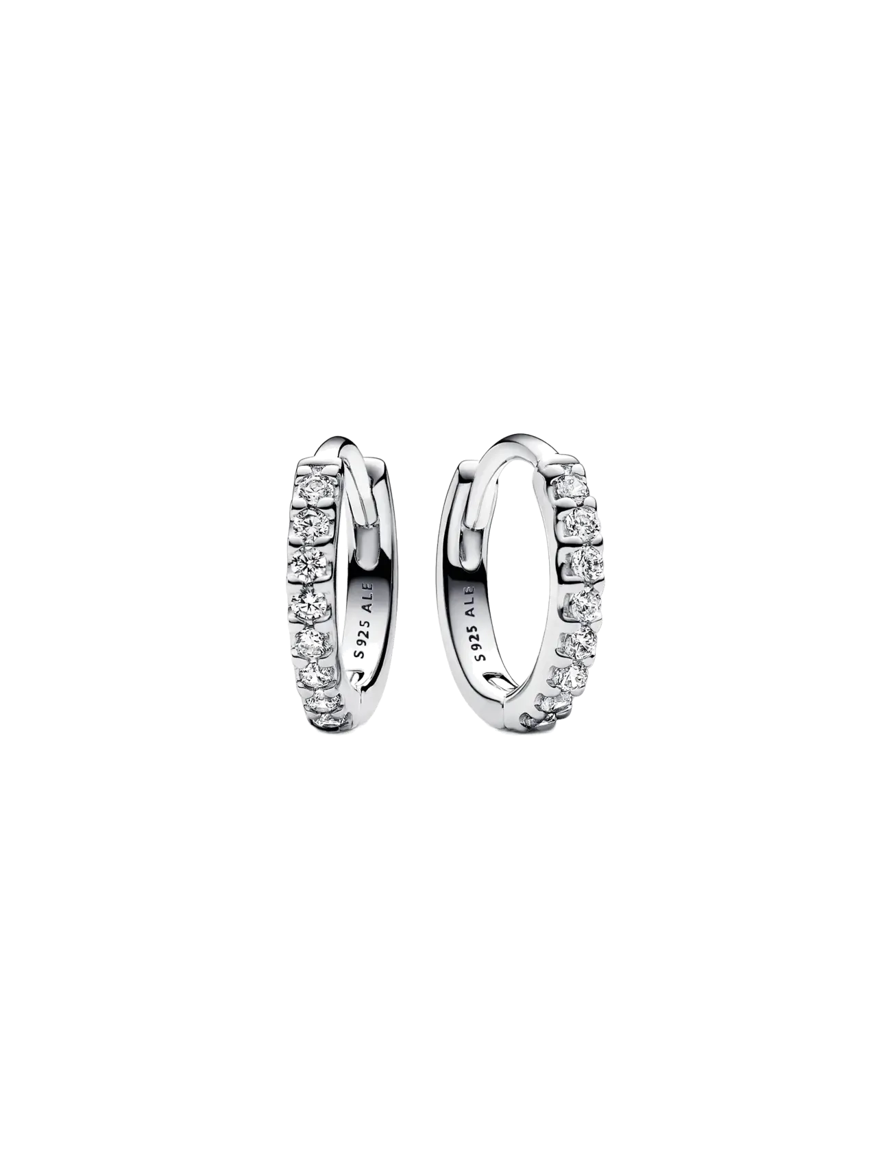 Pandora Sterling silver huggie hoop earrings with clear cubic zirconia - Accessoires - CLEAR / undefined