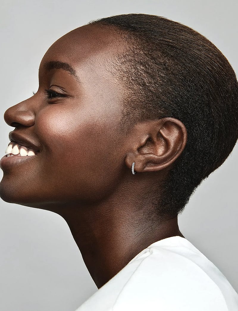 Pandora - Sterling silver huggie hoop earrings with clear cubic zirconia - hoops - clear - 0