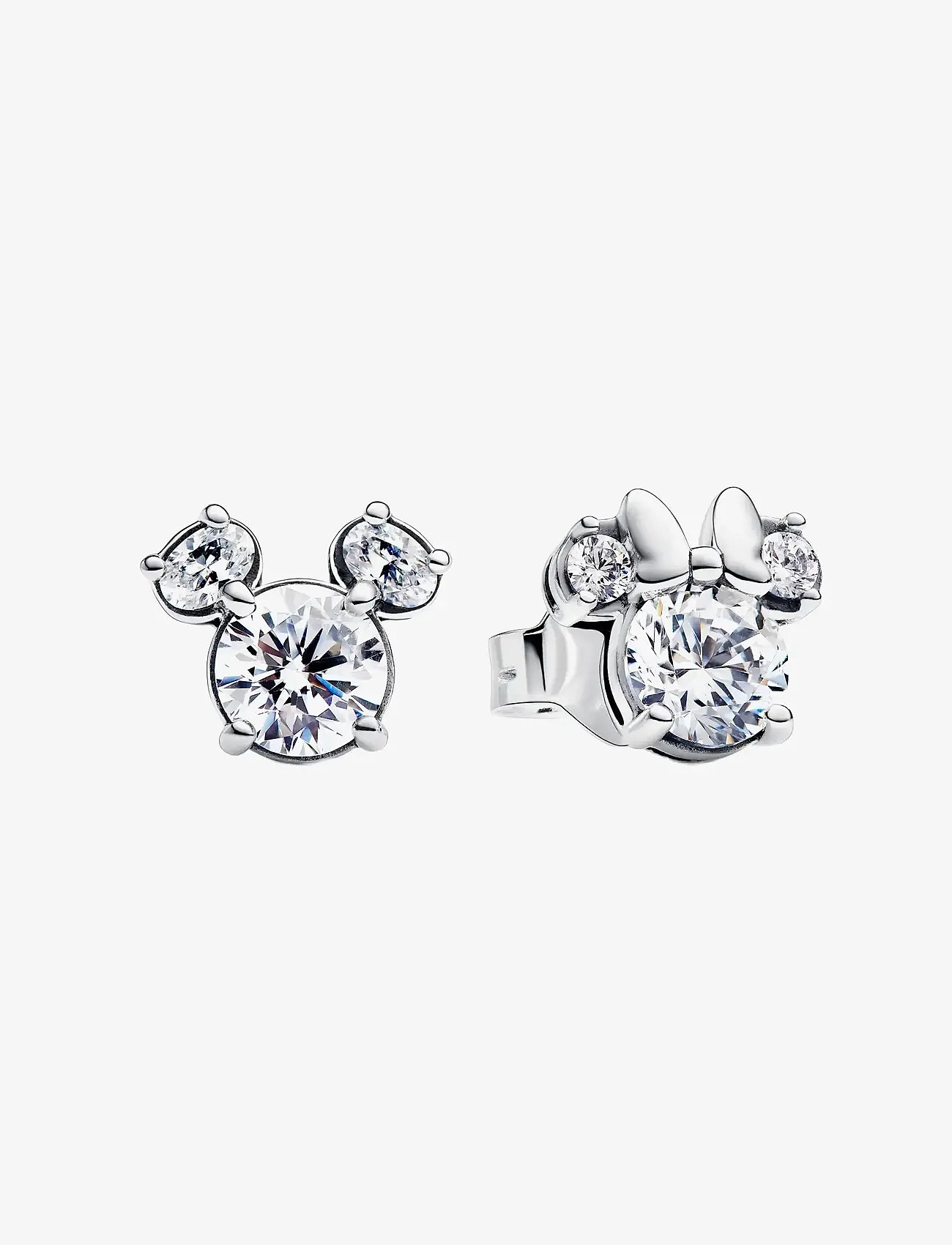 Pandora - Disney Mickey and Minnie silhouette sterling silver stud earrings with clear cubic zirconia - Ørestikker - clear - 1
