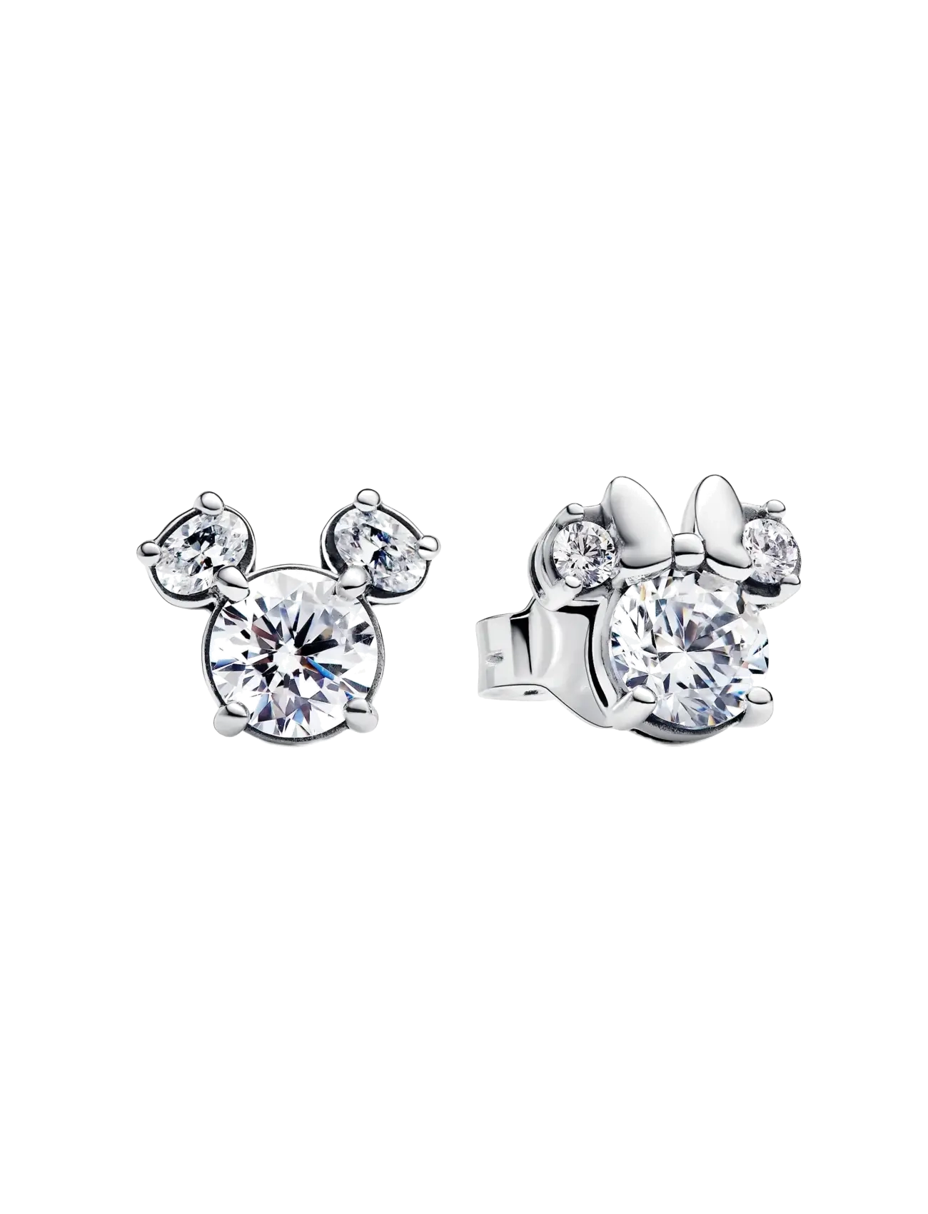 Pandora Disney Mickey and Minnie silhouette sterling silver stud earrings with clear cubic zirconia - Samarbejder - CLEAR / undefined