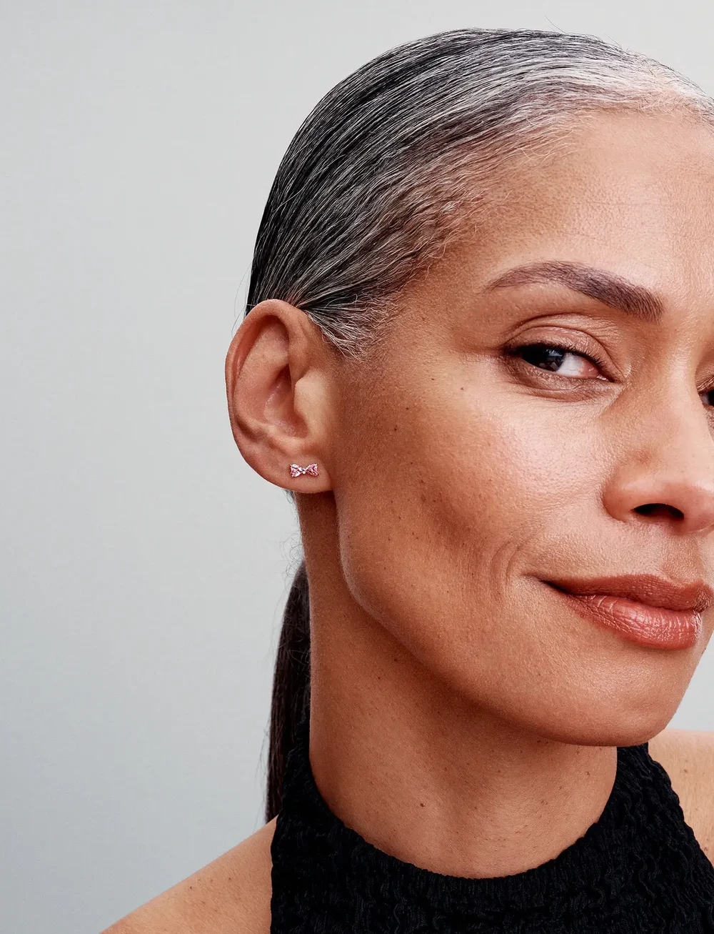 Pandora - Bow sterling silver stud earrings with fancy pink cubic zirconia - naastkõrvarõngad - pink - 0