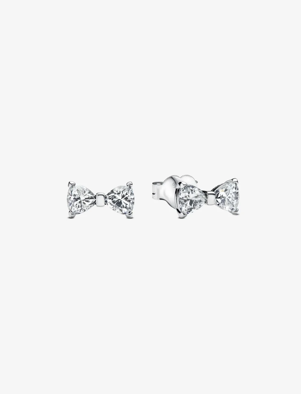 Pandora - Bow sterling silver stud earrings with clear cubic zirconia - studs örhängen - clear - 1