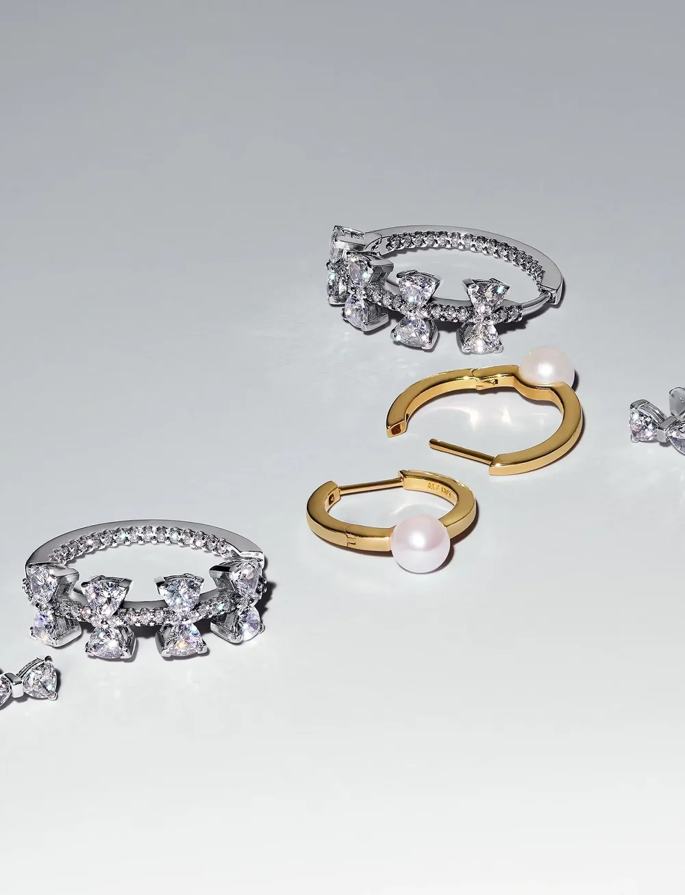 Pandora - Bow sterling silver stud earrings with clear cubic zirconia - studs örhängen - clear - 3