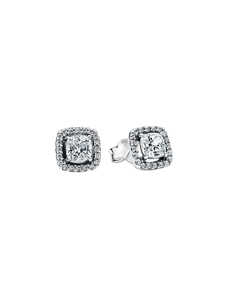 Pandora - Square Halo Stud Earrings - goujons - clear - 1