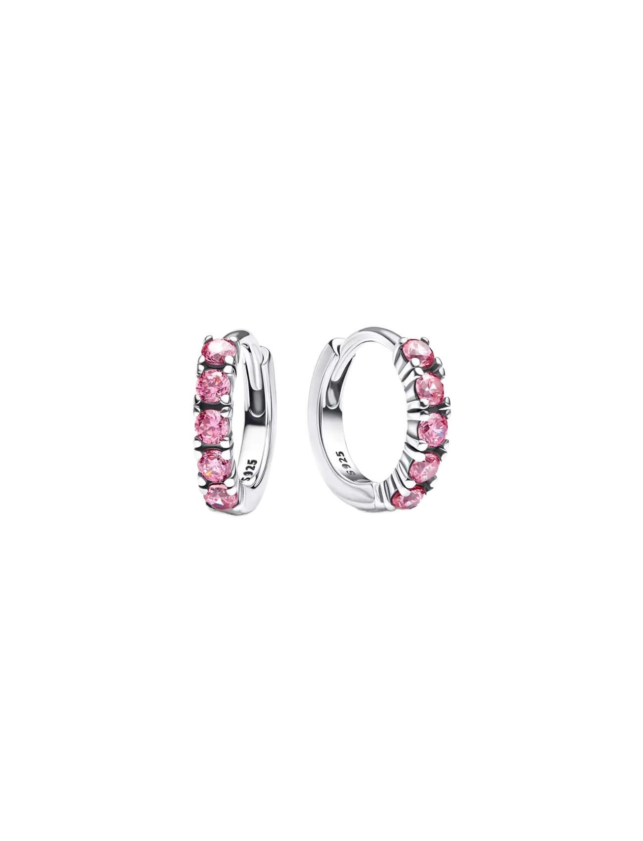Pandora Sterling silver huggie earrings with - Accessories - PINK / pink/rose