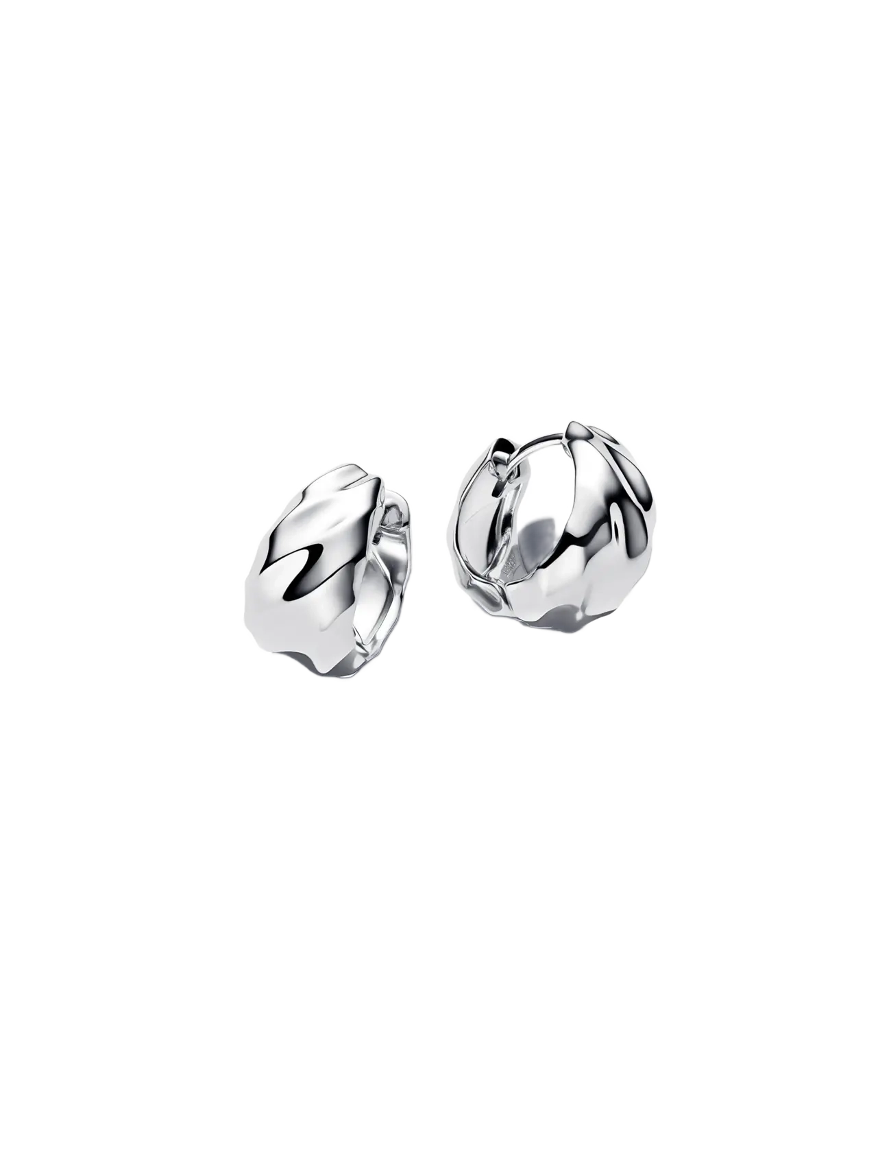 Pandora Rippled sterling silver hoop earrings - Hoops - NO COLOR / undefined