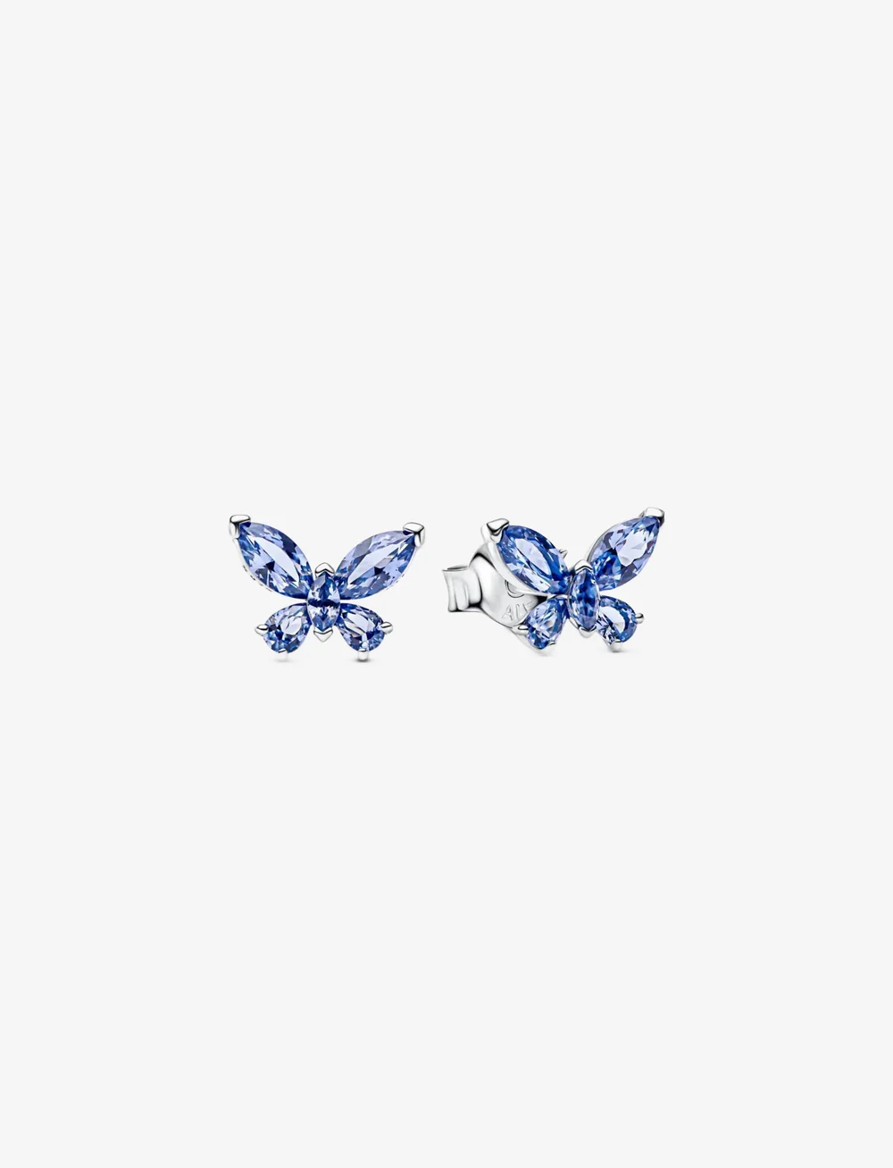 Pandora - Butterfly sterling silver stud earrings with cornflower blue crystal - ohrstecker - blue - 1