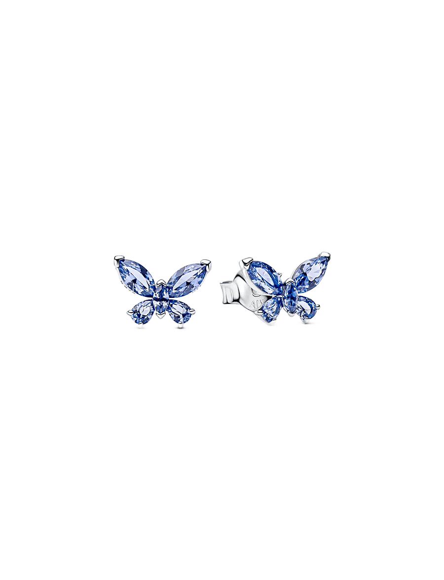 Pandora - Butterfly sterling silver stud earrings with cornflower blue crystal - ohrstecker - blue - 1