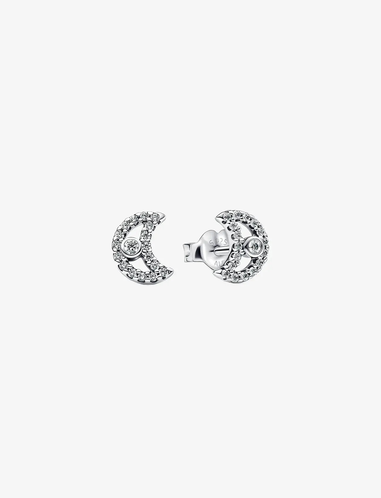 Pandora - Moon sterling silver stud earrings with clear cubic zirconia - ohrstecker - clear - 1