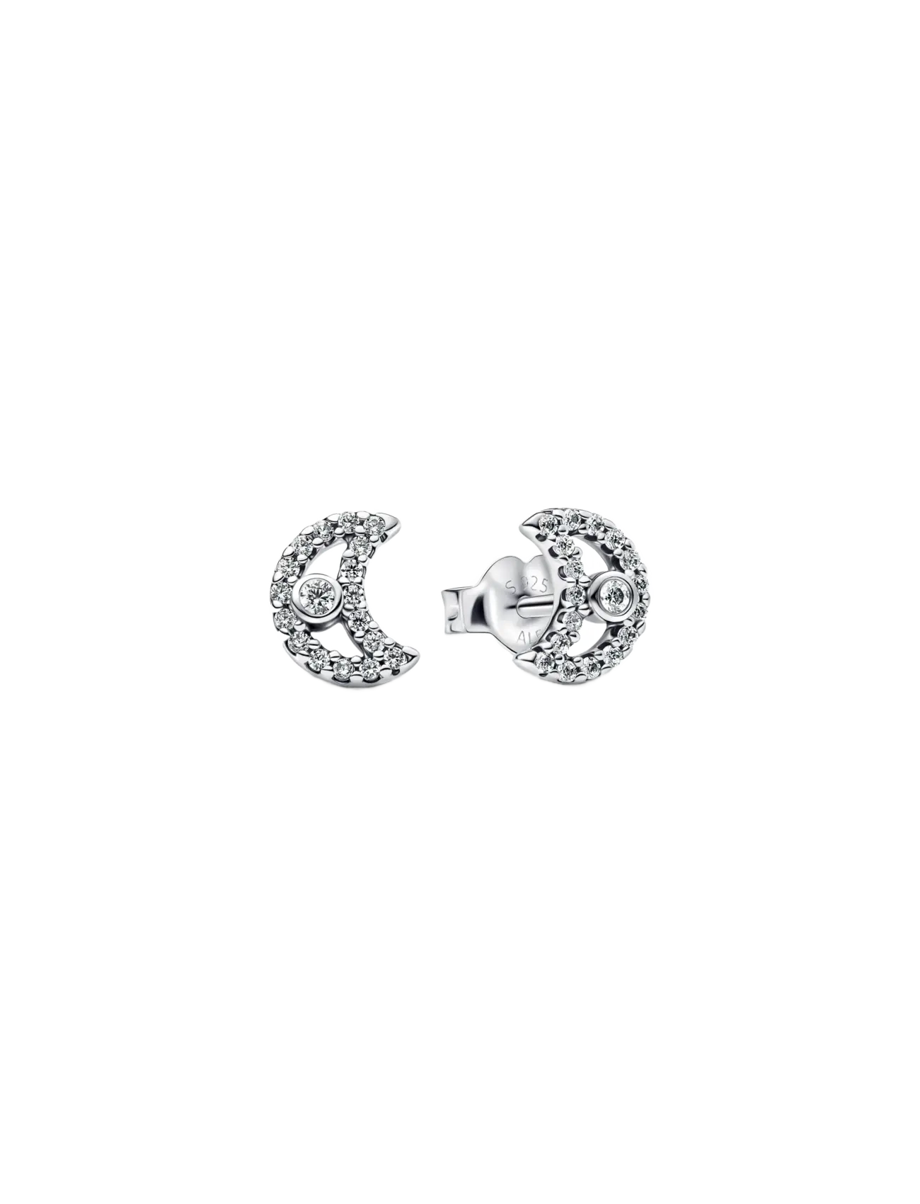 Pandora Moon sterling silver stud earrings with clear cubic zirconia - Accessoires - CLEAR / undefined