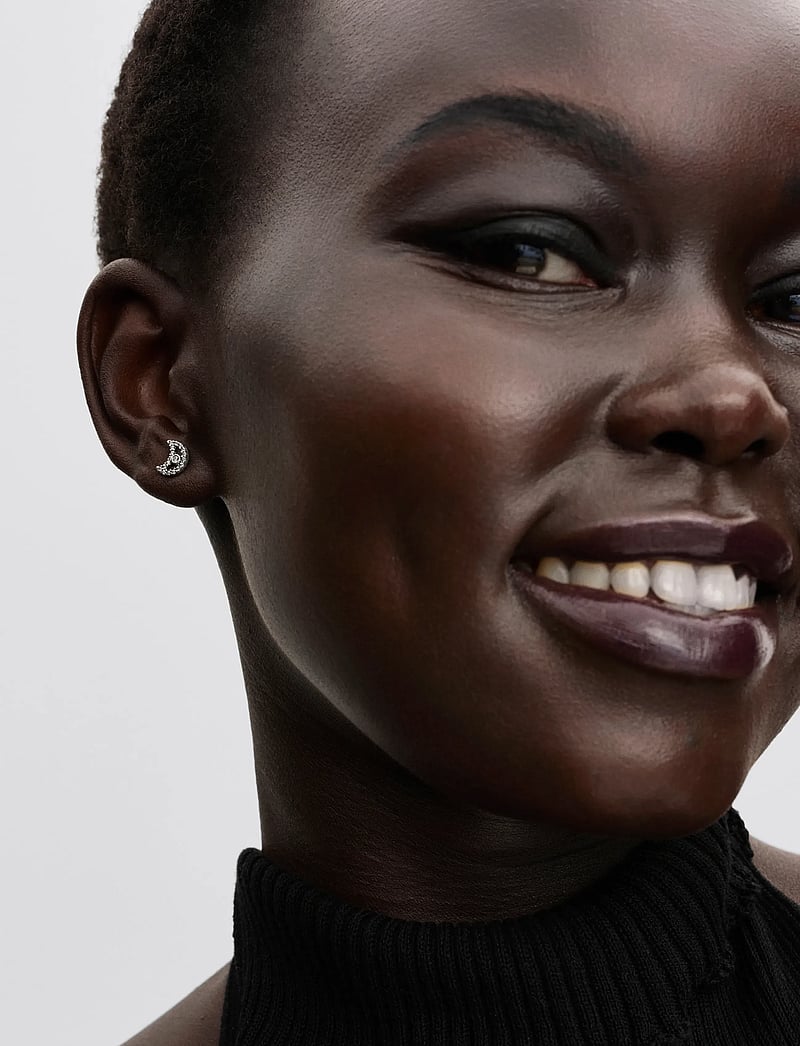 Pandora - Moon sterling silver stud earrings with clear cubic zirconia - ohrstecker - clear - 0