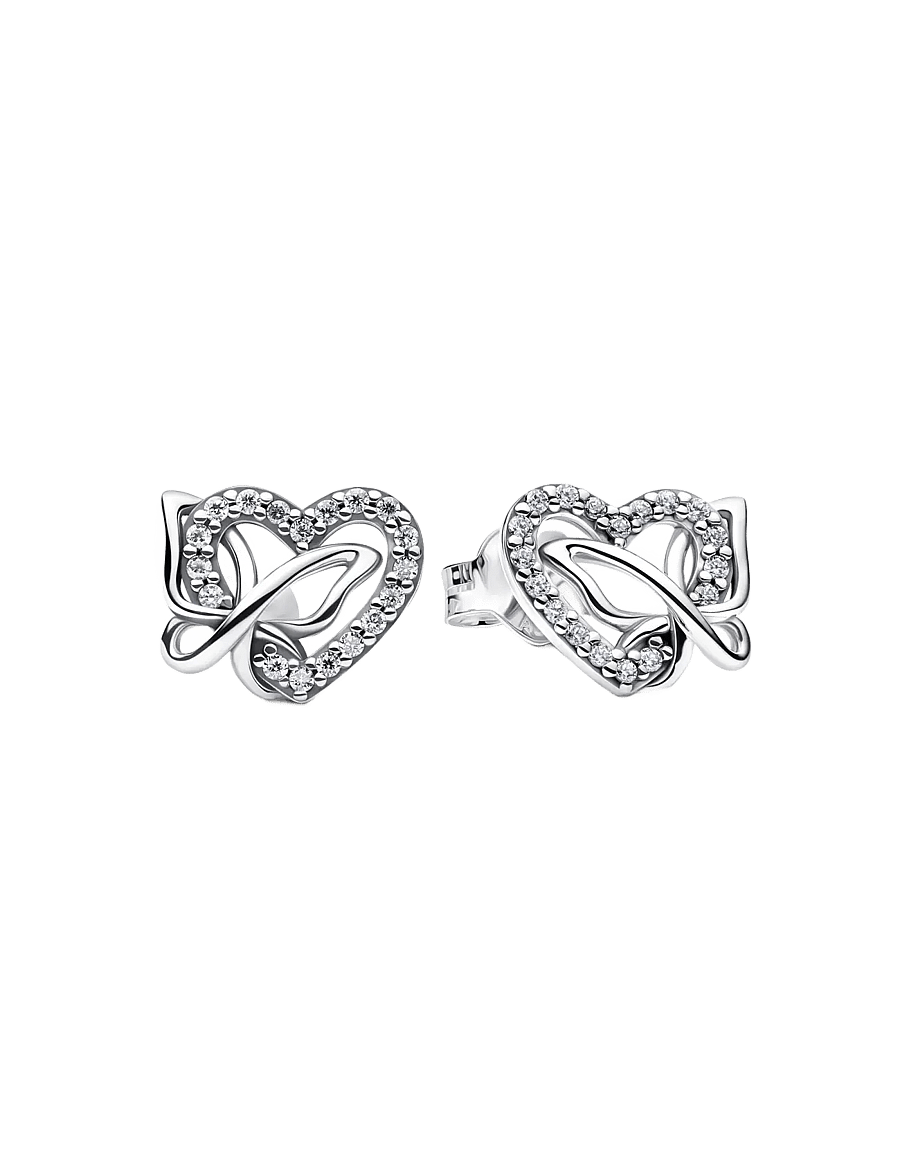 Pandora - Entwined Heart & Butterfly Stud Earrings - Ørestikker - clear - 1