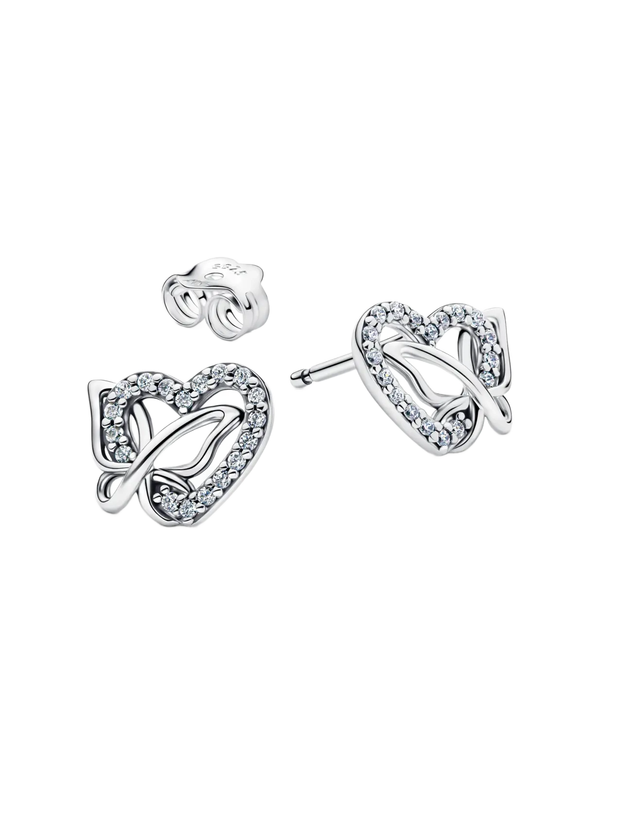 Pandora - Entwined Heart & Butterfly Stud Earrings - Ørestikker - clear - 2