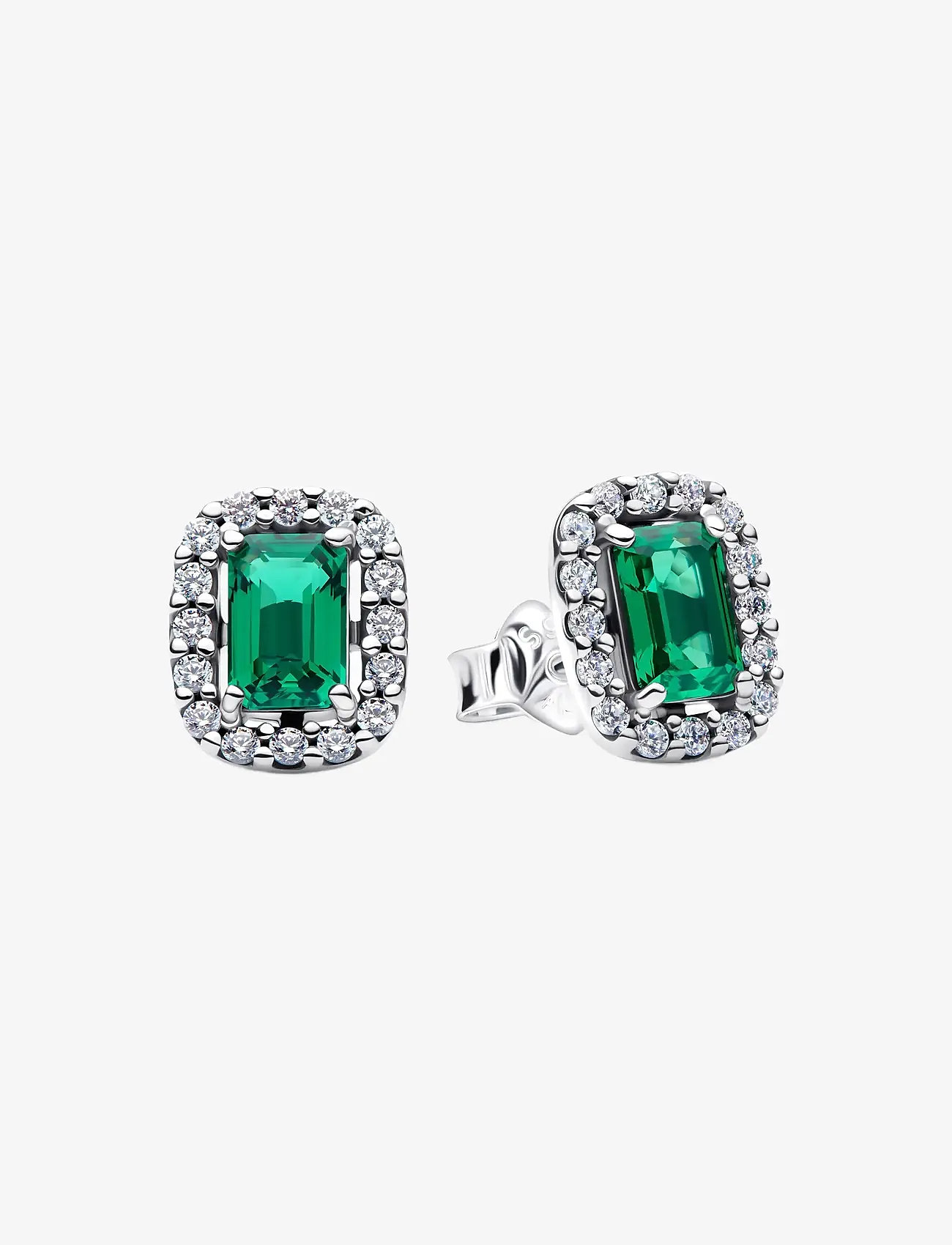 Pandora - Sparkling Rectangular Stud Earrings - green - 1