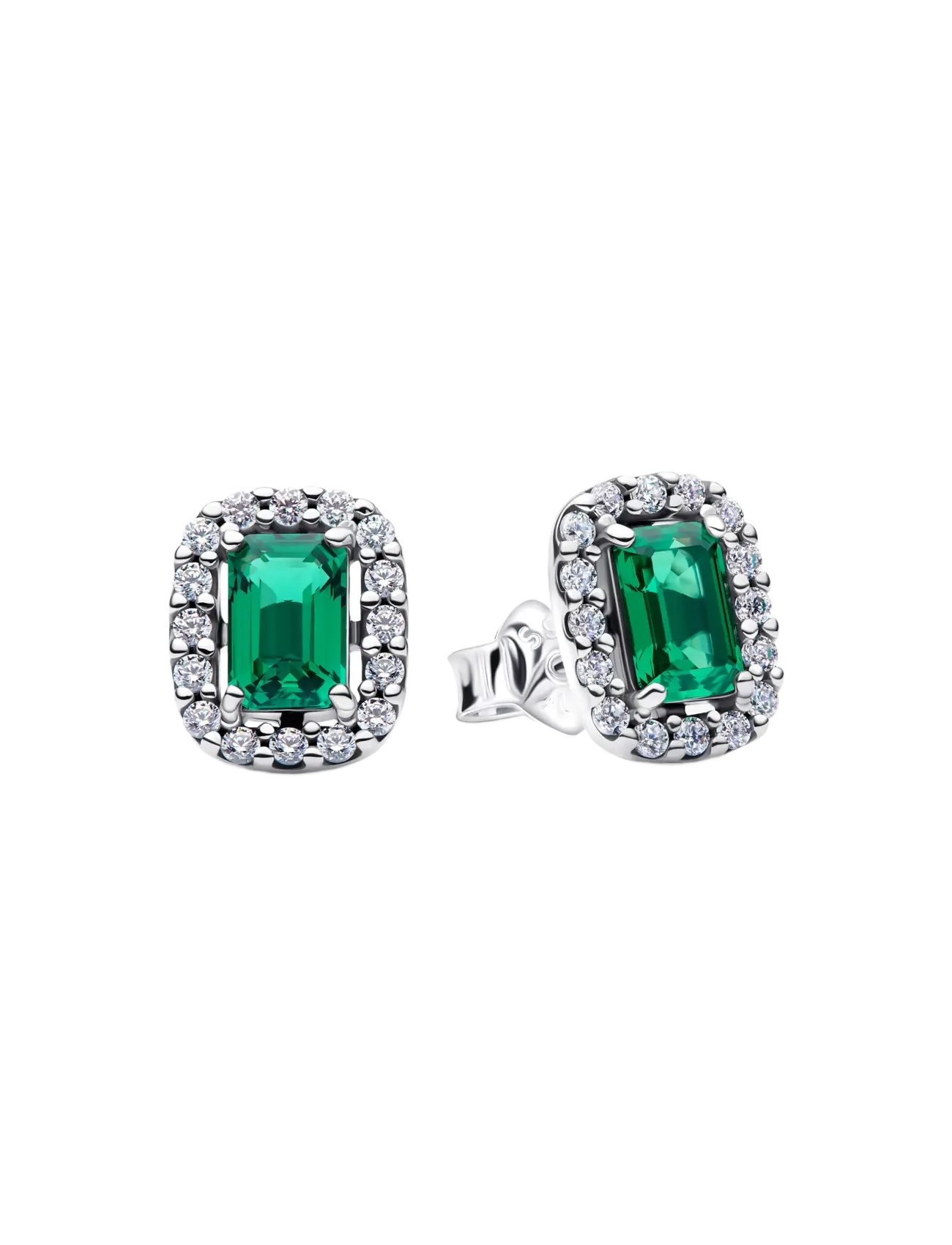 Pandora Sparkling Rectangular Stud Earrings - Ohrringe - GREEN / green