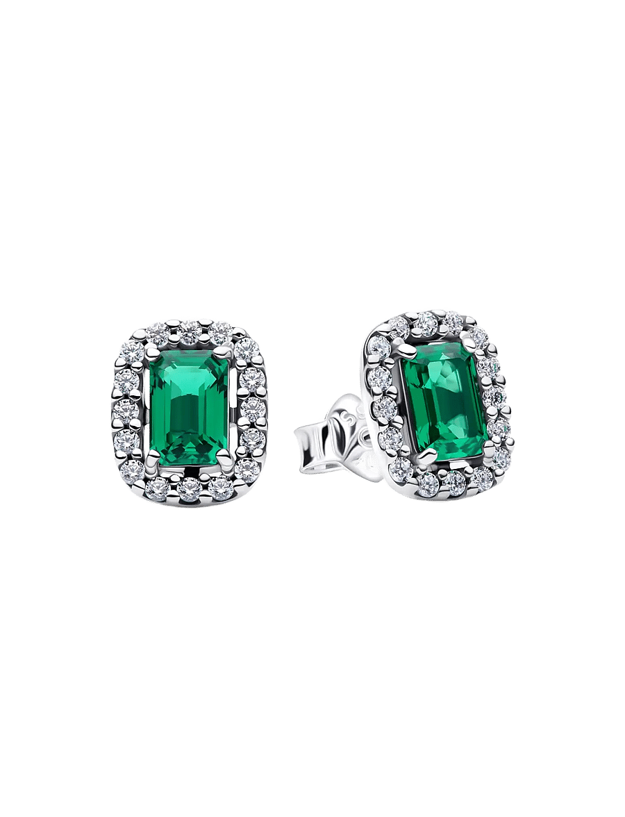 Pandora - Sparkling Rectangular Stud Earrings - ohrstecker - green - 1