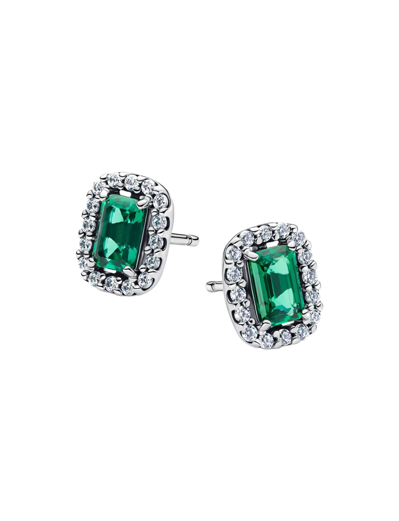 Pandora - Sparkling Rectangular Stud Earrings - små øredobber - green - 2