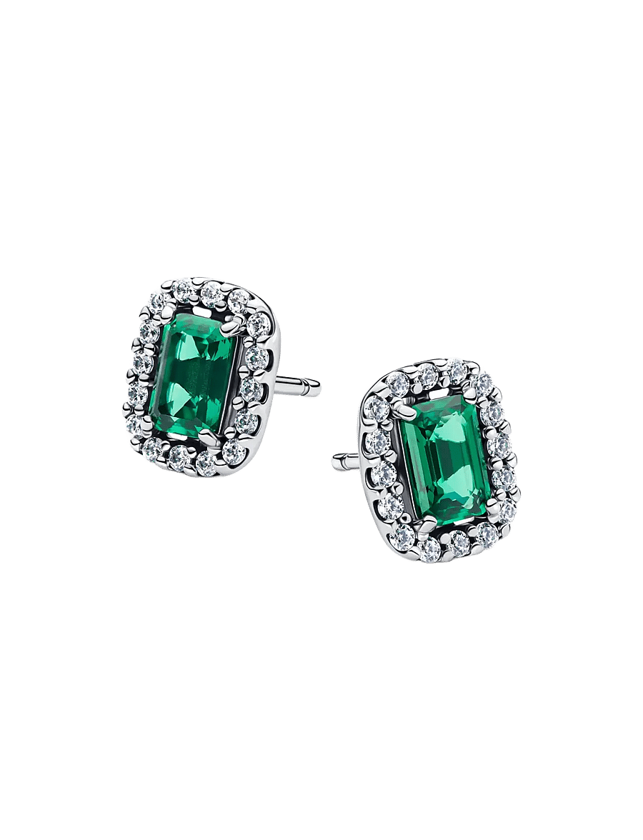 Pandora - Sparkling Rectangular Stud Earrings - ohrstecker - green - 2