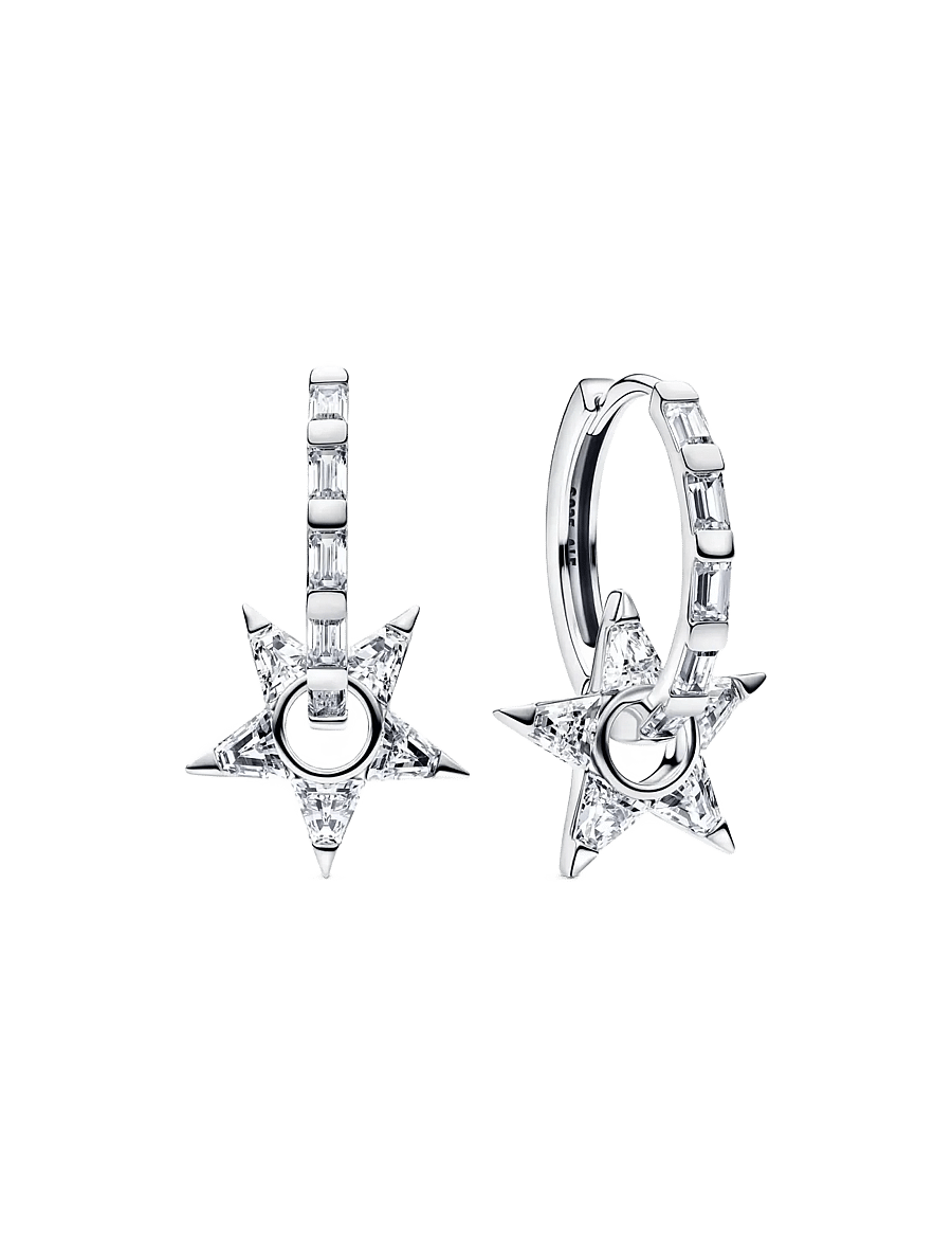 Pandora - Sparkling Stella Openwork Hoop Earrings - clear - 1