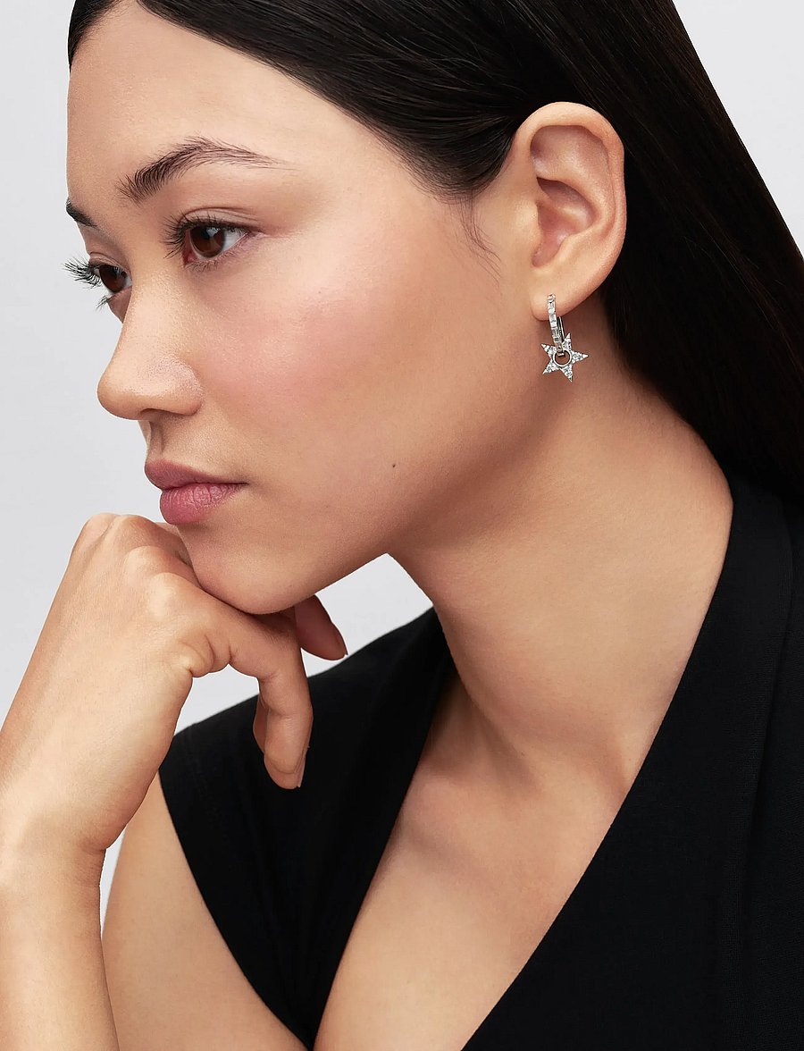 Pandora - Sparkling Stella Openwork Hoop Earrings - clear - 0