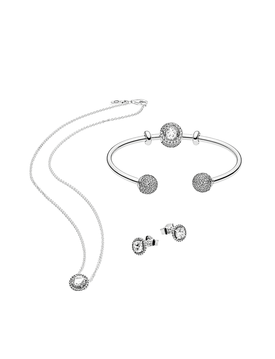 Pandora - Silver stud earrings with clear cubic zirconia - ohrstecker - clear - 2