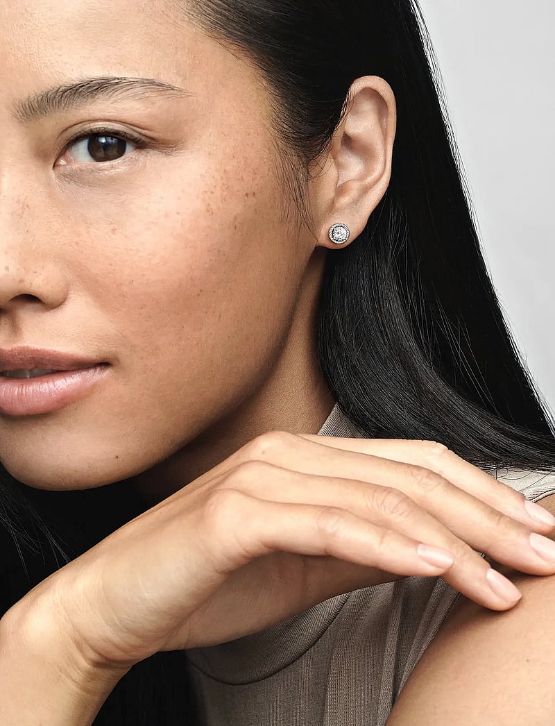 Pandora - Silver stud earrings with clear cubic zirconia - studs örhängen - clear - 0