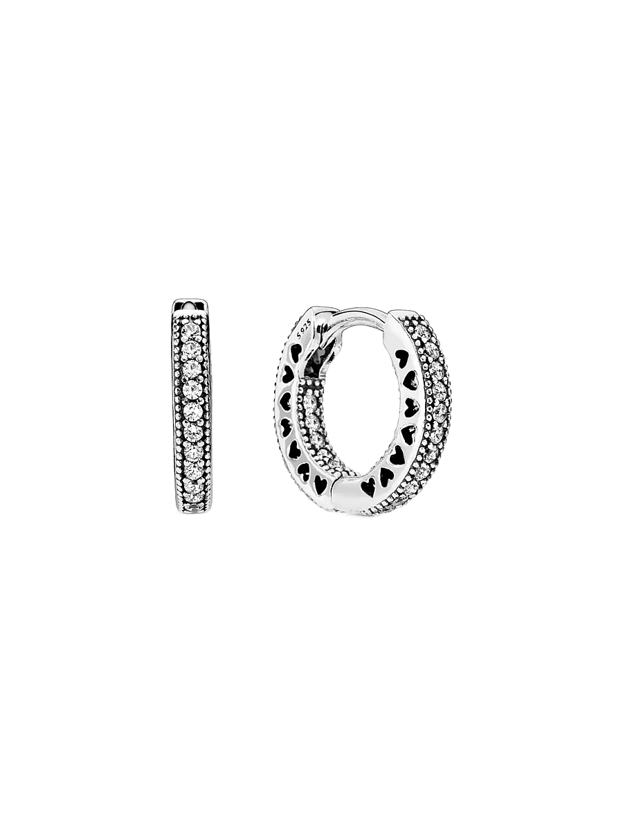Pandora - Hoop silver earrings with clear - clear - 1
