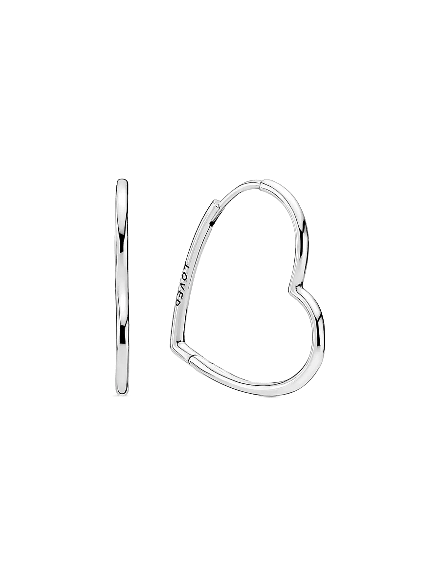 Pandora - Asymmetrical heart silver hoop earrings - no color - 1