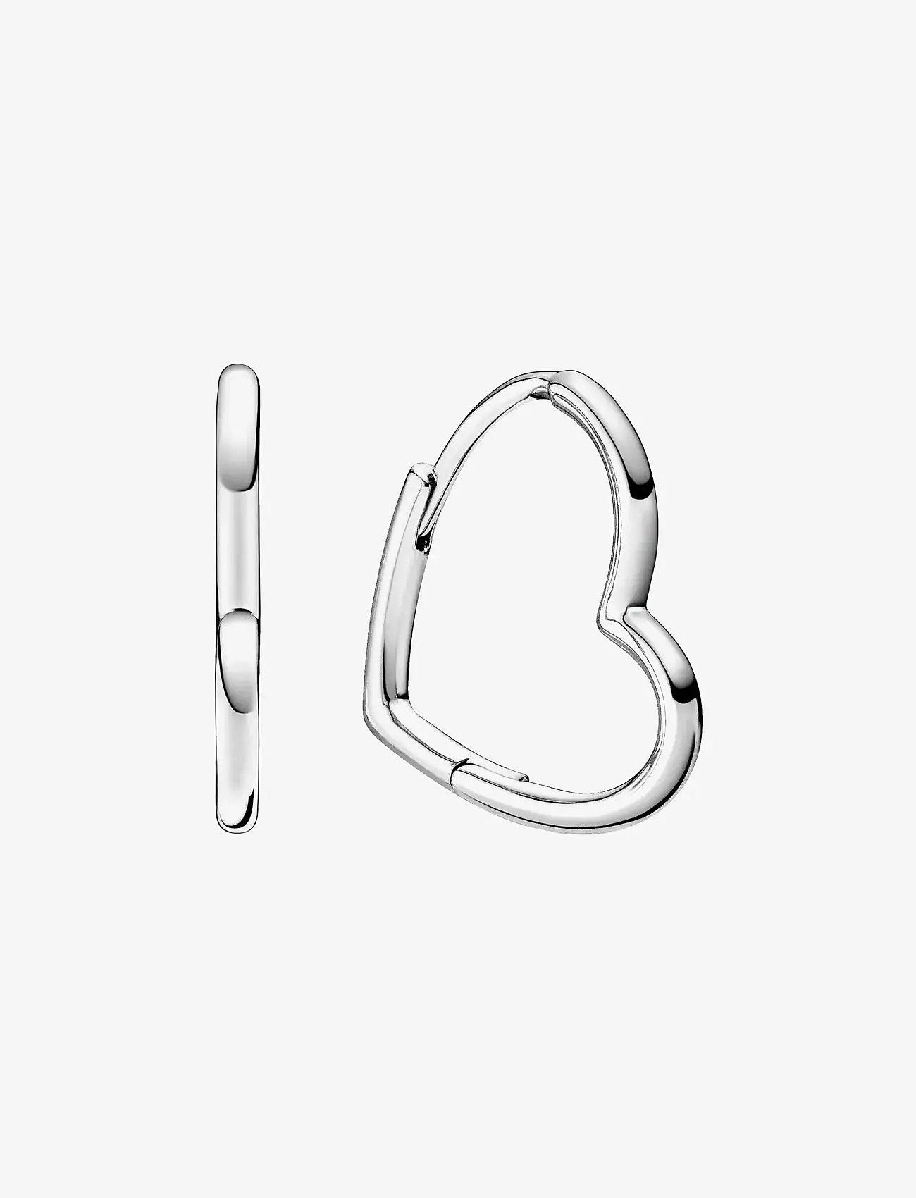 Pandora - Small asymmetric heart sterling silver hoop earrings - hoops - no color - 1