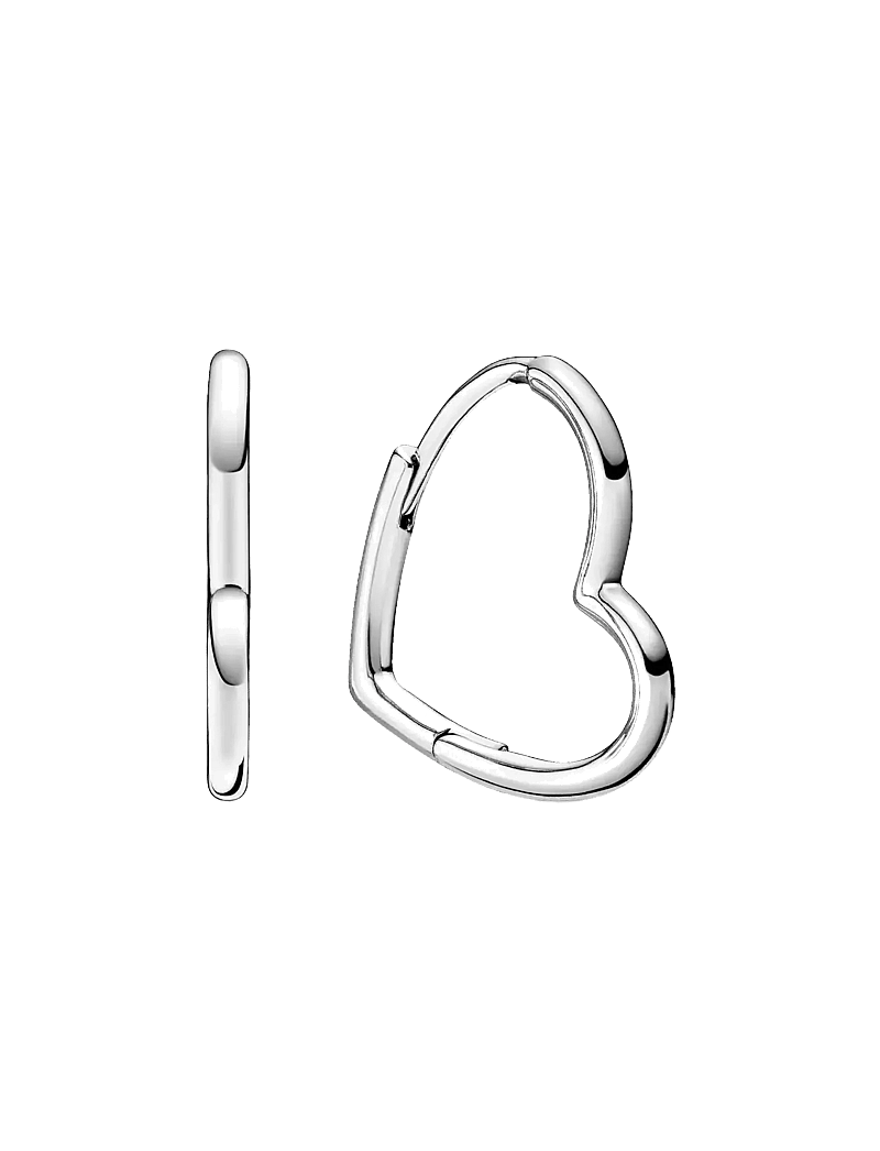 Pandora - Small asymmetric heart sterling silver hoop earrings - hoops kõrvarõngad - no color - 1