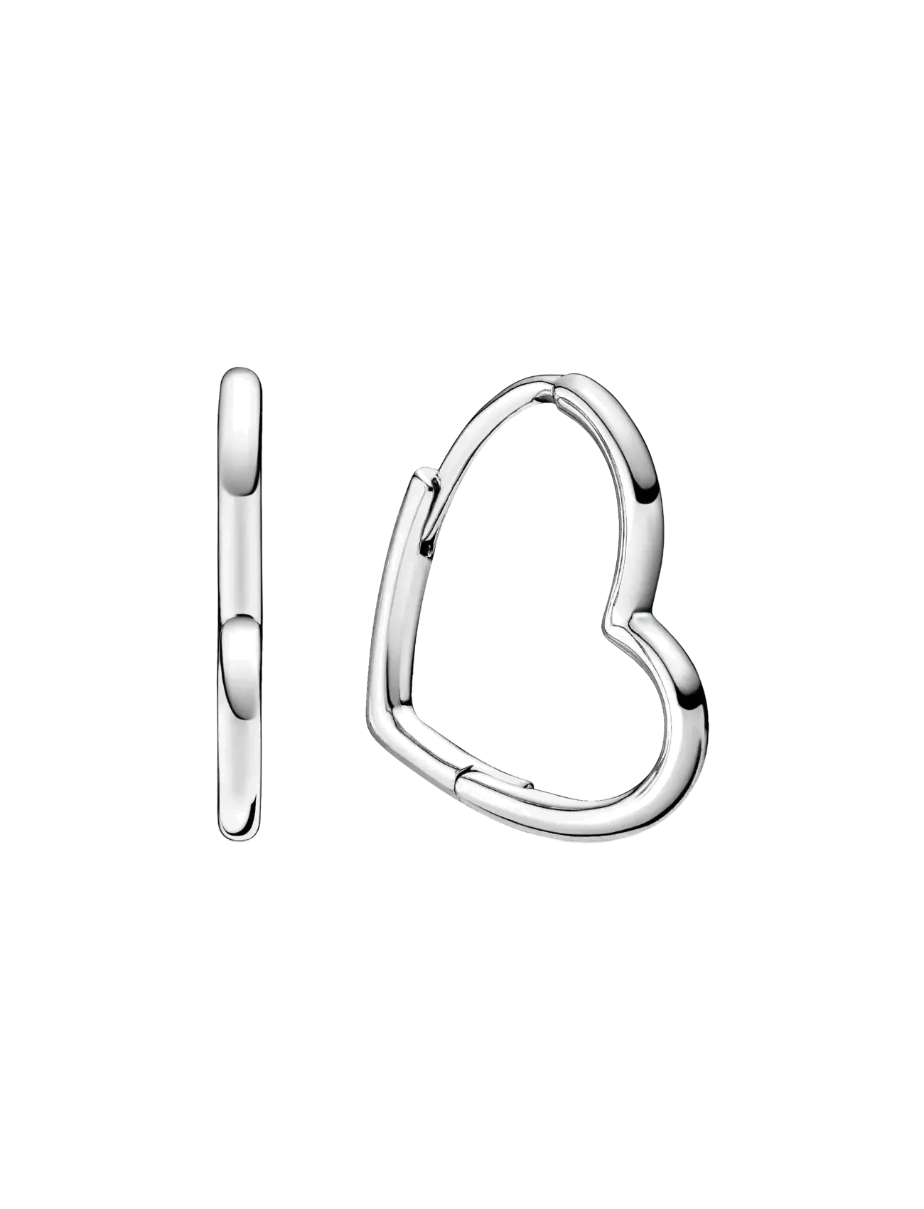 Pandora - Small asymmetric heart sterling silver hoop earrings - Øreringer - no color - 1