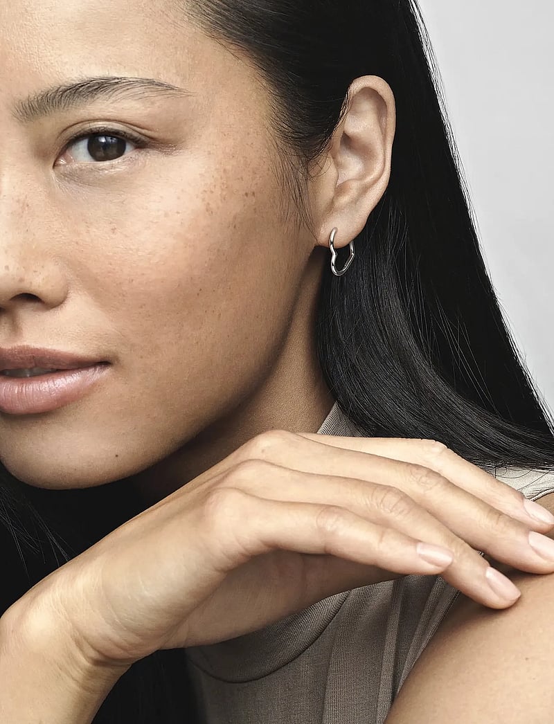 Pandora - Small asymmetric heart sterling silver hoop earrings - hoops kõrvarõngad - no color - 0