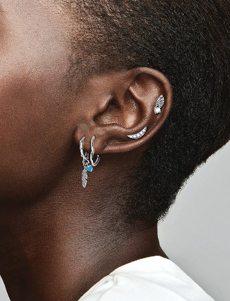 Pandora - Small asymmetric heart sterling silver hoop earrings - hoops kõrvarõngad - no color - 3