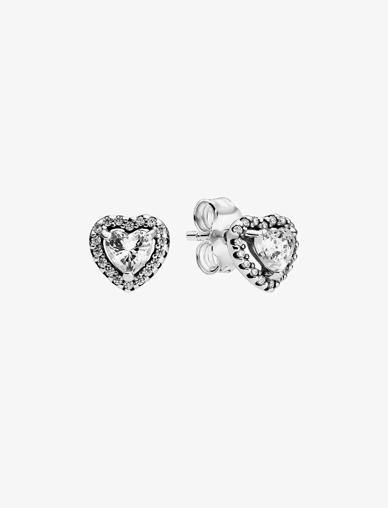 Pandora - Heart sterling silver stud earrings with clear cubic zirconia - goujons - clear - 1
