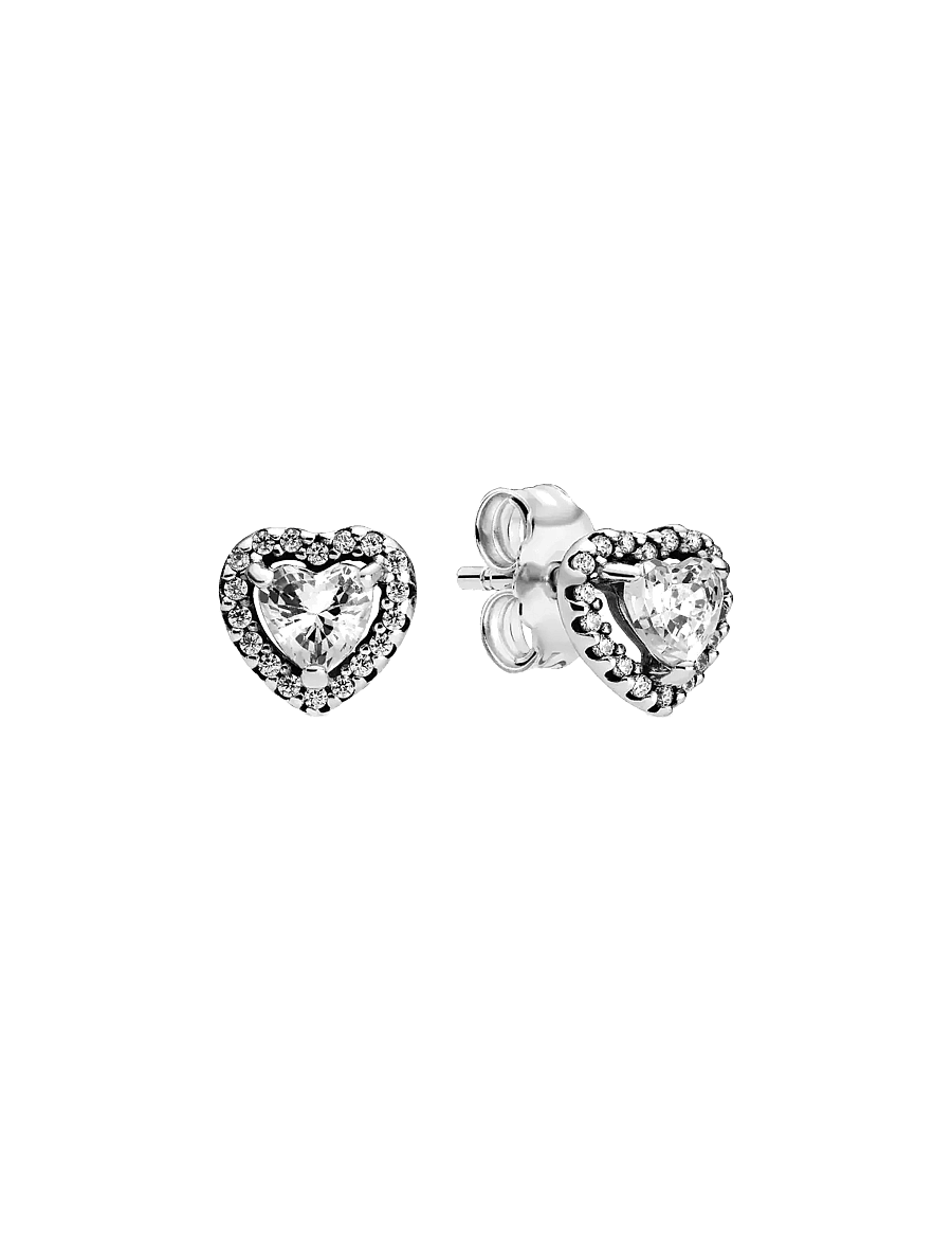 Pandora - Heart sterling silver stud earrings with clear cubic zirconia - stud oorbellen - clear - 1