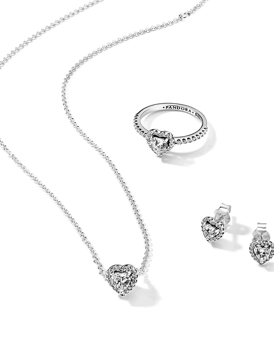 Pandora - Heart sterling silver stud earrings with clear cubic zirconia - stud oorbellen - clear - 2